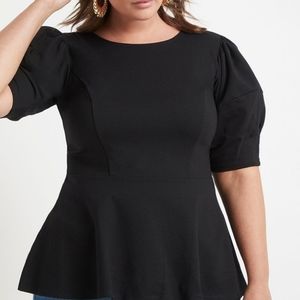 NWOT Puff Sleeve Peplum Top